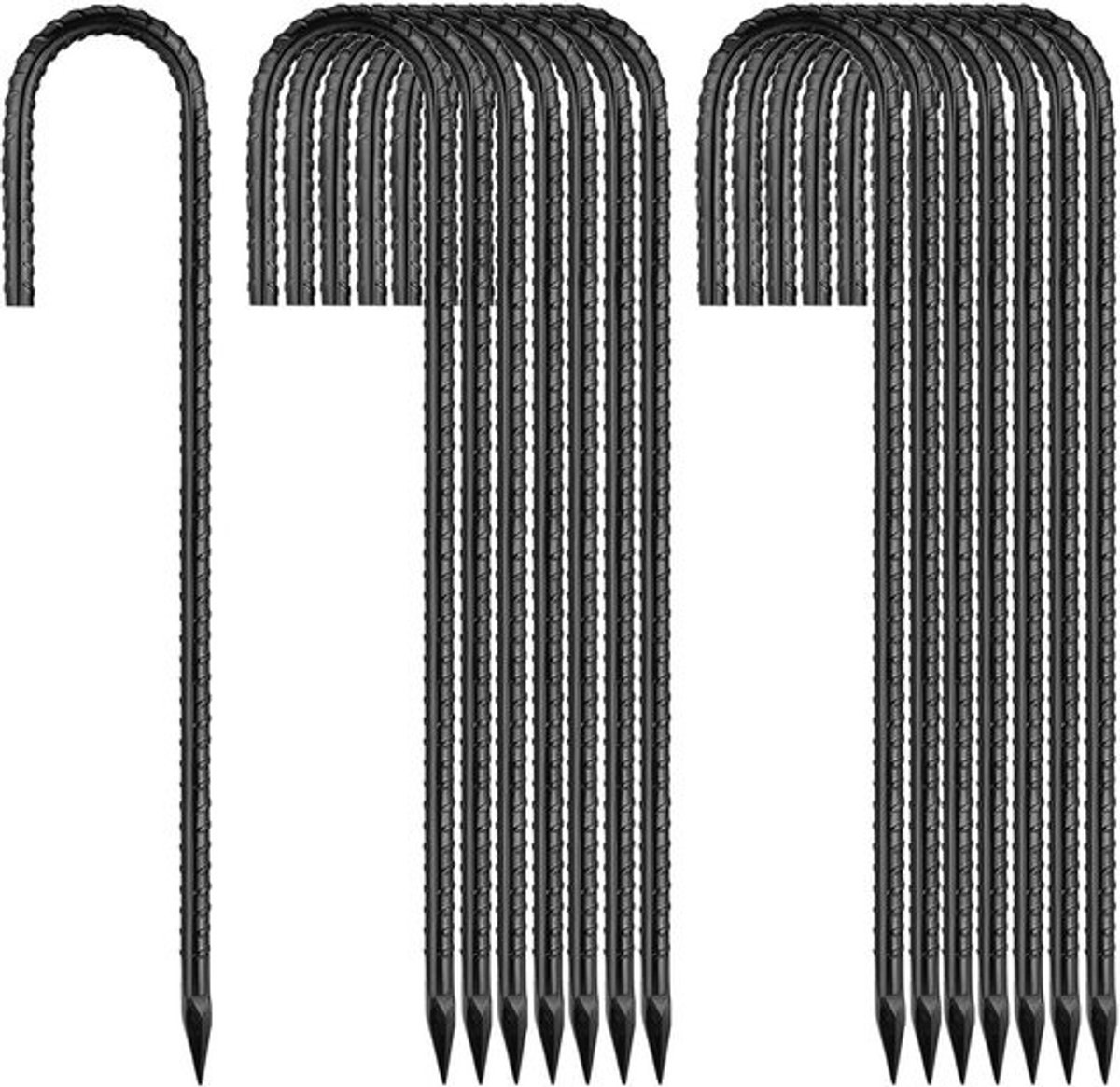 Grondhaken Heavy Duty - Tuinpalen Grondankers - Buiten Bevestigen - Anti-Roest Gecoat - 16 stuks 30 cm - Zwart