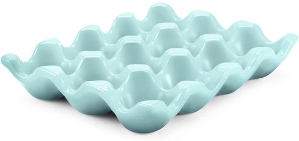 Keramische eierschaal met 12 kopjes - Dozijn porseleinen eierhouder, container, bewaarder, opbergorganizer, decoratieve serveerstandaard, servies voor koelkast, aanrecht, display, keuken