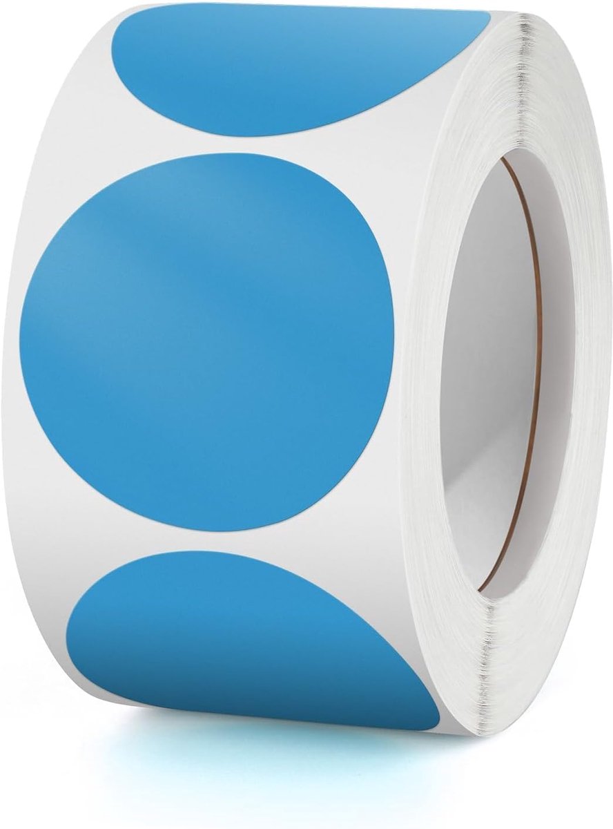 Stickers Blauw 38mm Zelfklevende Kleurcoderingsetiketten Rol Kleine Markeringspunten Ronde Stickers 500 Stuks
