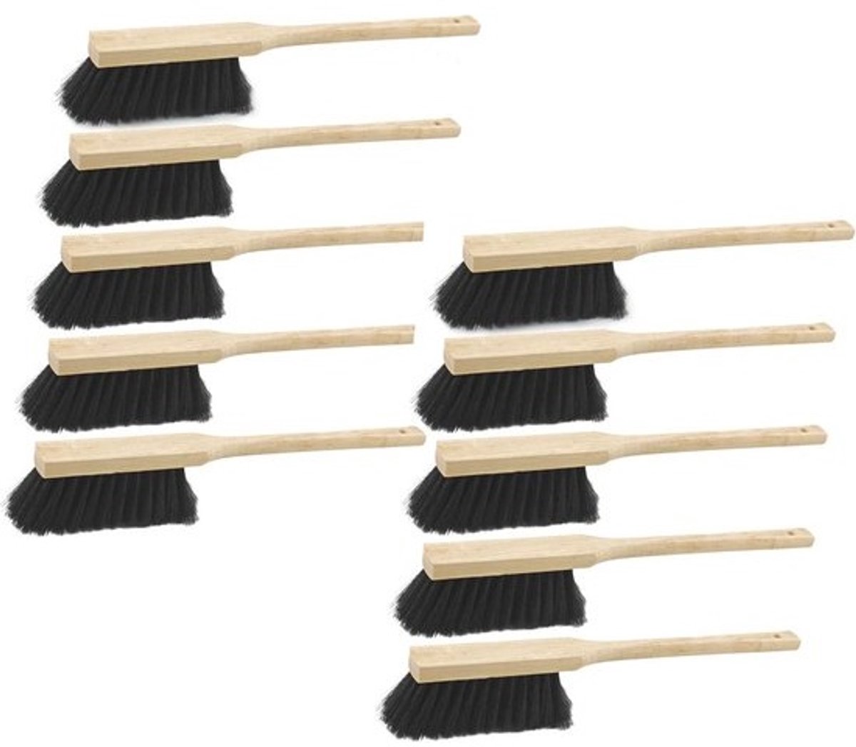 Set van 10 Lange Handvegers met Houten Steel - Professionele Kunstborstel voor Binnen en Buiten
