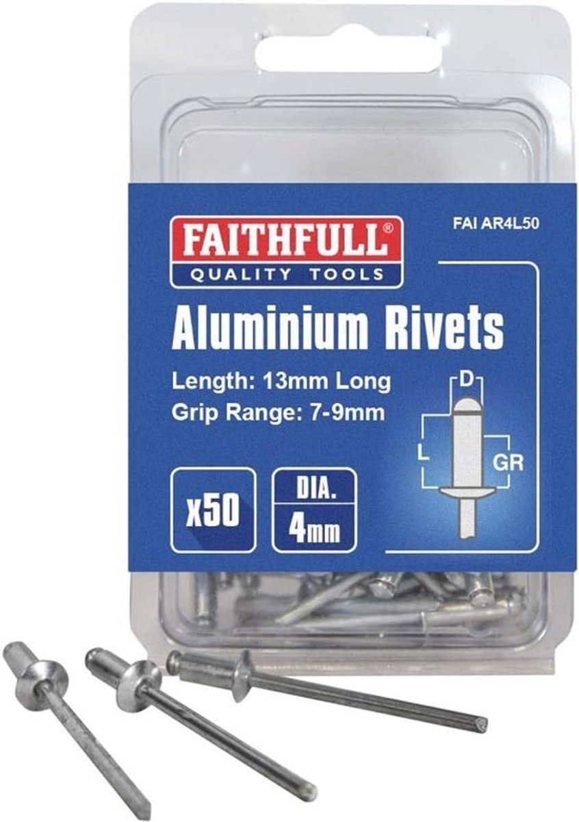 Lange Aluminium Klinknagels 4mm (Set van 50) - Popnagels