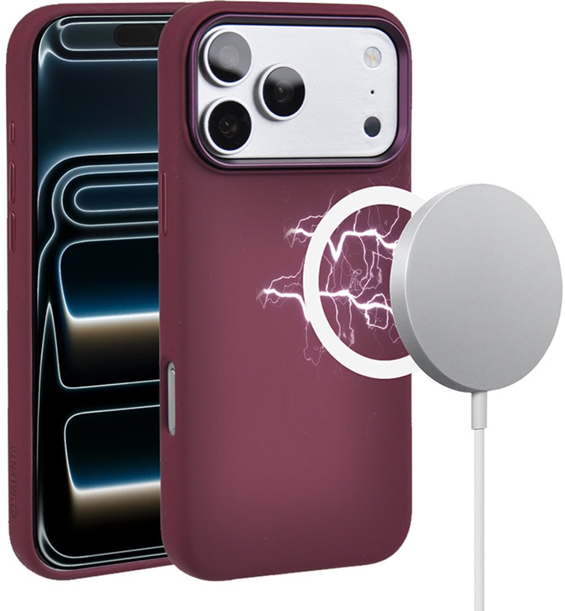 Valenta Back Cover MagSafe Liquid Silicone hoesje - premium dikte 2.5 mm - iPhone 18 Pro / 17 Pro - Cherry