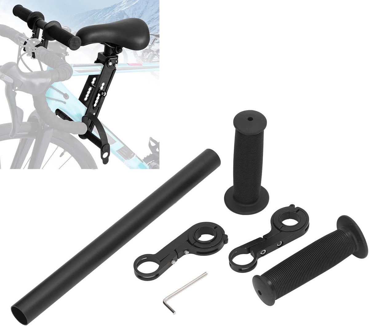 Dailygoods- Stuur Extender Verlenging - Fietsbeugel - Kinderfiets Accessoires - Handvatten Bevestiging - Mountainbike - IJzer - Fietsverlengstuk