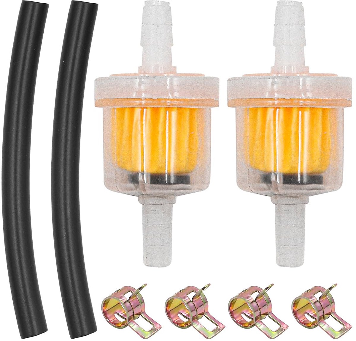 Dailygoods- Brandstoffilterset 4 Stuks - Benzinefilters 4 Stuks - Brandstofslangen 4 Stuks - Slangklemmen 8 Stuks - Geschikt voor motorfietsen/grasmaa