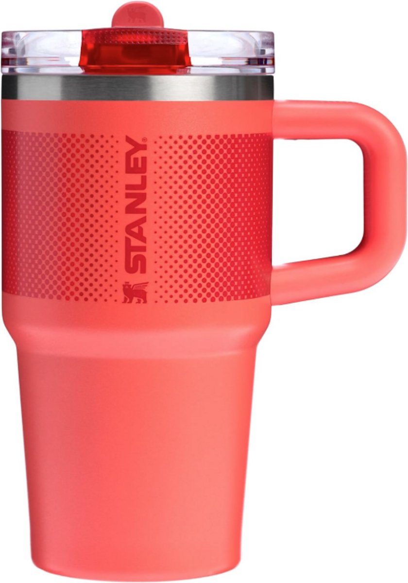 STANLEY Quencher ProTour Flip Straw Tumbler (Hot Coral Fade) 0.59L – Lekvrije Drinkbeker/Thermosfles met Rietje & Handvat –BPA Vrij