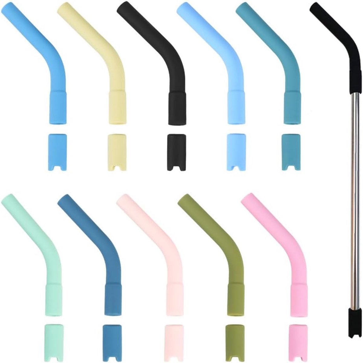 Dailygoods- Siliconen Tips 10 Stuks - Herbruikbare Rietjes - Anti-brandwonden - Temperatuurbestendig - Veilig Silicone - Krasbestendig Ontwerp