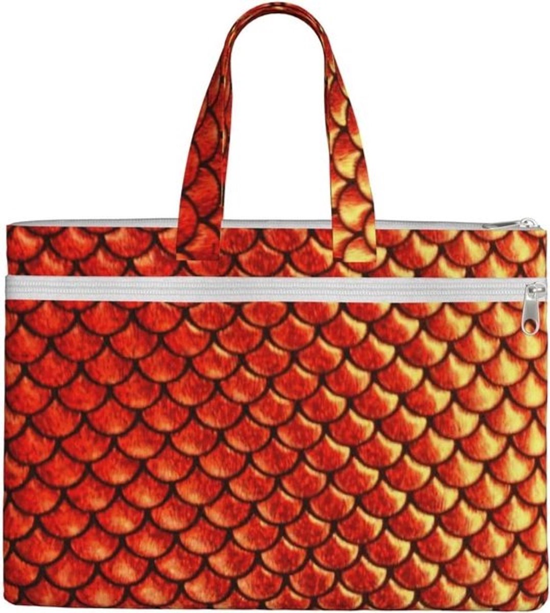 Canvas Tote Bag - Draagtas Opbergzak - Dagelijkse Boodschappen - Dubbele Rits Compartiment - 38 x 27 cm - Rood