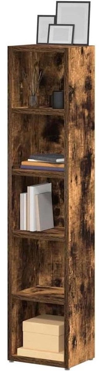 CD-rekken 2 stuks - Opbergrek Boekenkast - Media Opslag - Houtmateriaal Stevig - 21x16x935 cm - Rookeiken