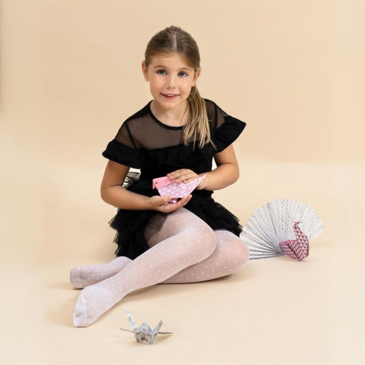 0-14 Meisjespanty, meisjespanty, panty voor meisjes, gestippeld, panty ceremonie, made in Italy, Wit, 12 Jaar