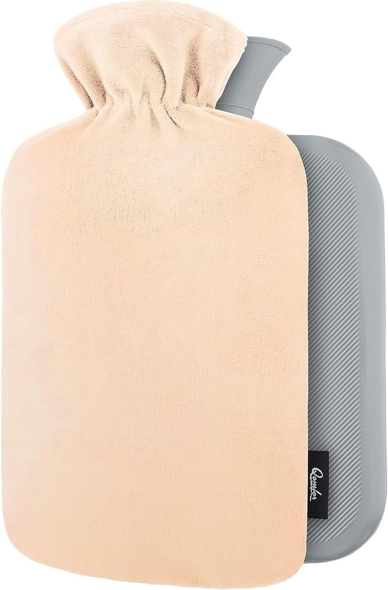 Warmwaterkruik - Champagne - 2 l - Zachte fleece hoes - Voor Menstruatiekrampen en Comfort