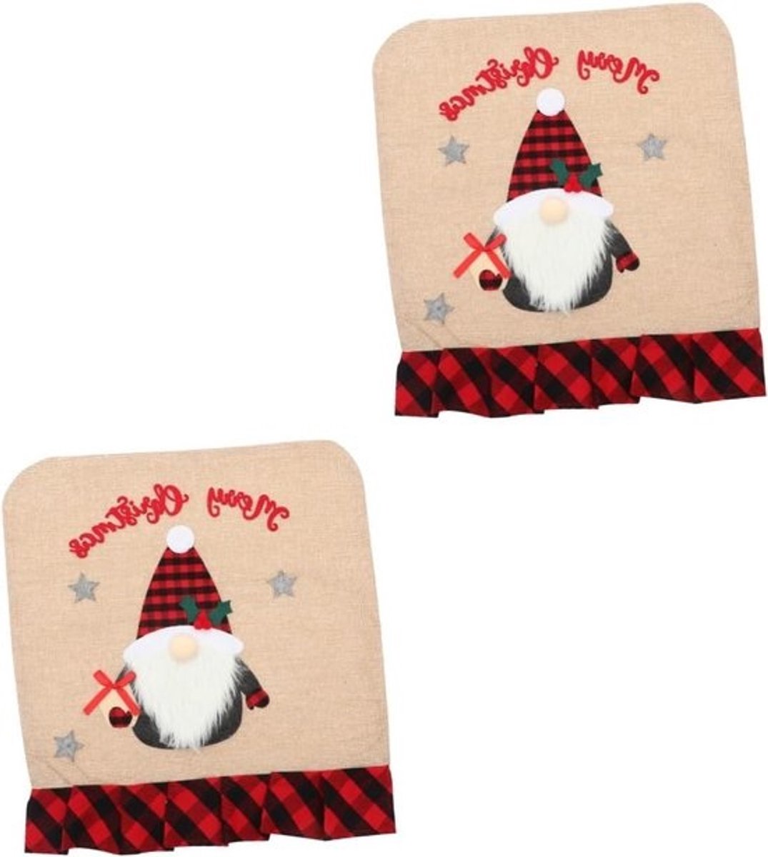 Stoelhoezen Kerst - Stoeldecoratie Banket - Eetkamer Aankleden - Kabouter Print - 52x48 cm - Diverse Kleuren