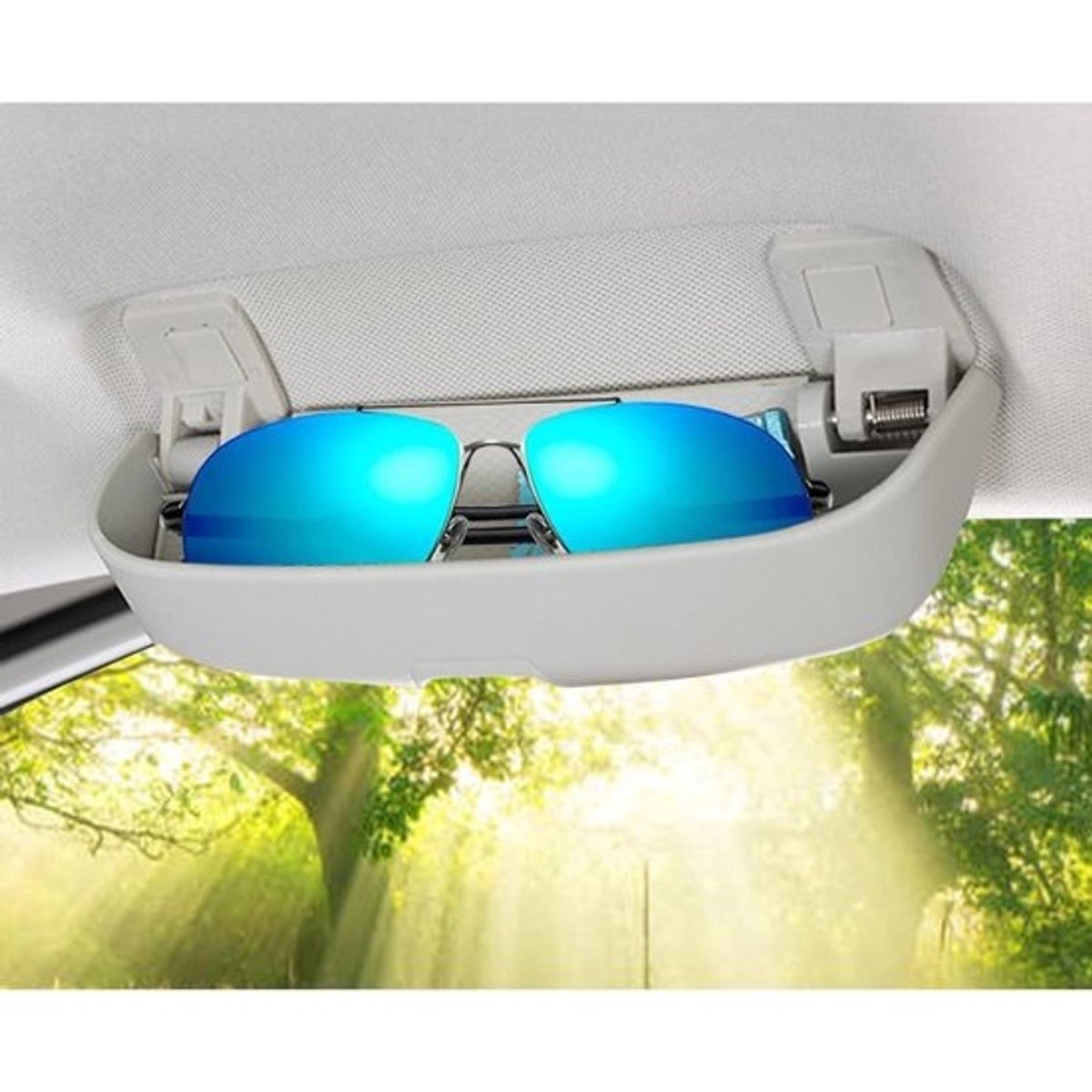 Zonnebrilhouder Auto - Brillenbakje Interieur - Veilig Opbergen - Specifiek Model - 18 cm - Grijs