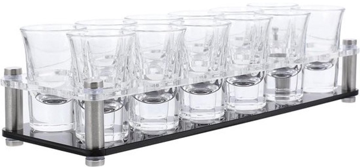 Glasdrager - Drankrek - Dranken Serveren - Dubbelrijig Ontwerp - 30 cm Breed - Zwart
