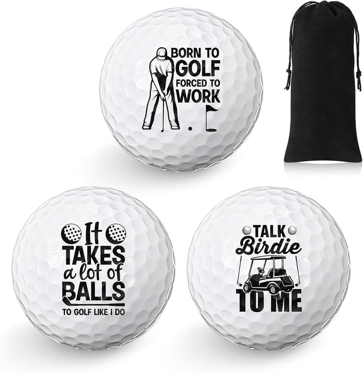 3 Stuks Golfballen Cadeauset voor Verjaardag - Grappige Golfballen voor Golfers, Vader en Sportliefhebbers