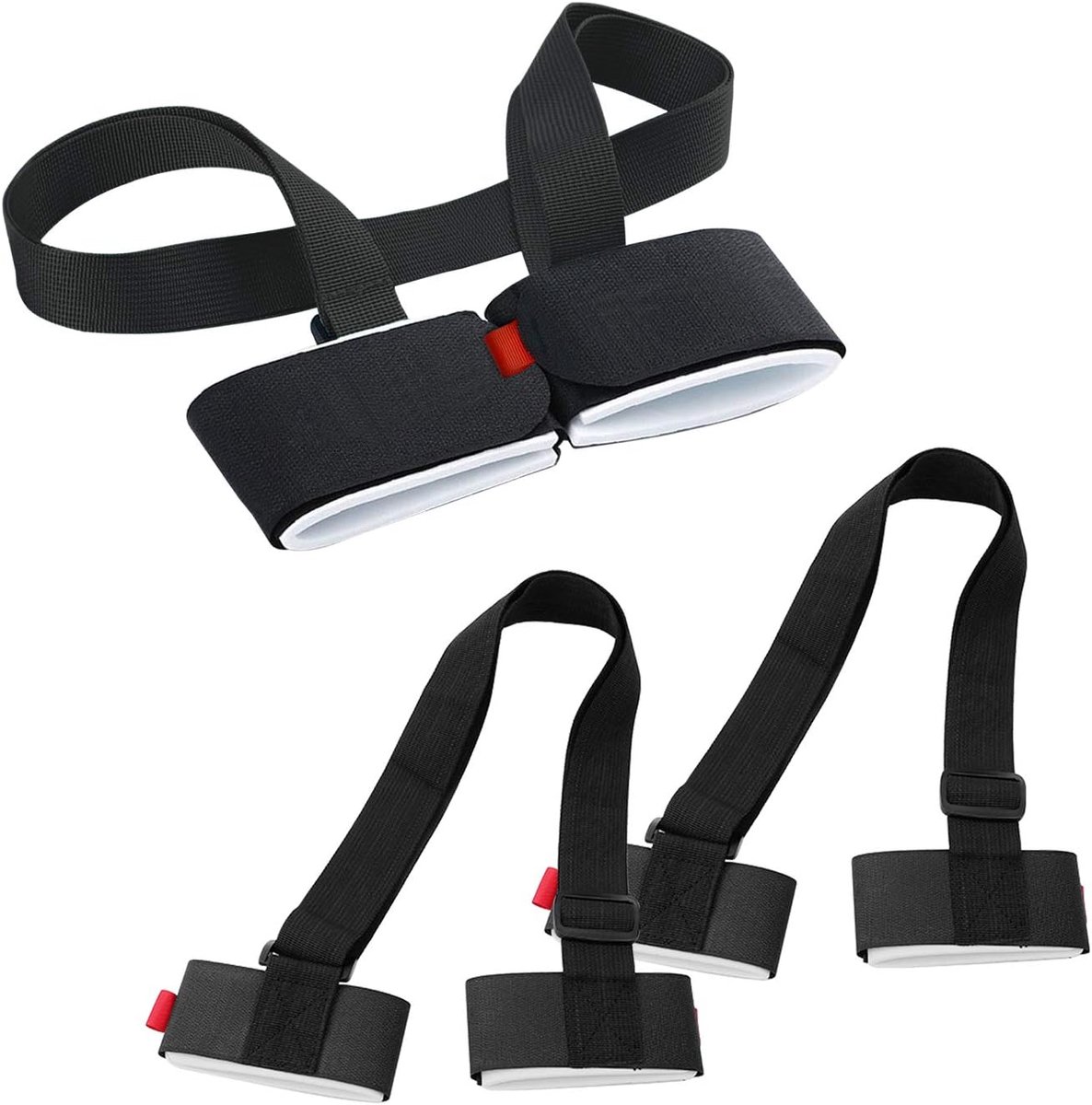 3 stuks skidragers, verstelbare schouderriem, klittenbandsluiting, skidraagriem, snowboard-accessoires, wintersport voor volwassenen, kinderen zwart
