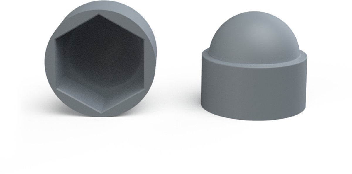 (12 STUKS) M22 AFDEKKAP GRIJS (RONDE VORM) VOOR VOOR ZESKANT BOUT OF MOER SW32 LDPE KUNSTSTOF
