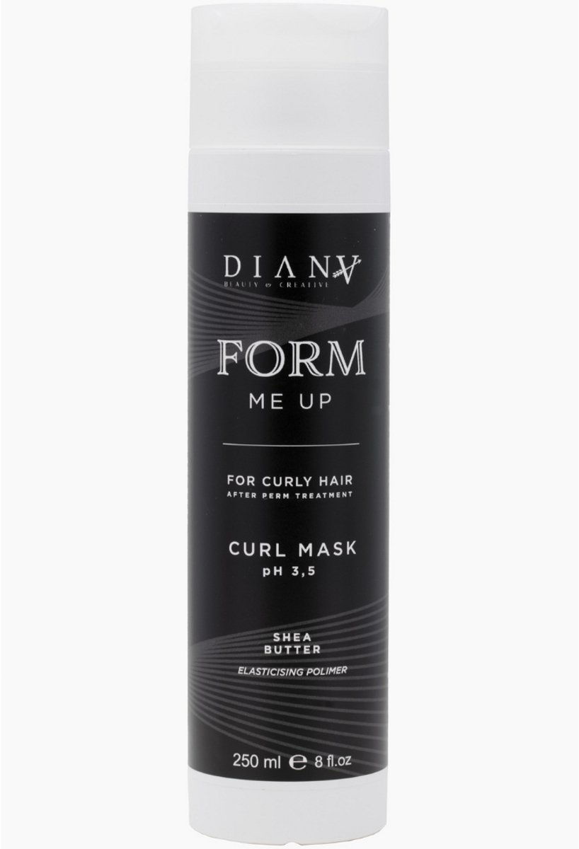 FORM me UP homecare organic haarmasker voor krullend haar 250ml Te gebruiken na een permanent, geeft glans aan het haar en beschermt het met karitéboter en flexibele polymeren, na permanente behandelingen
