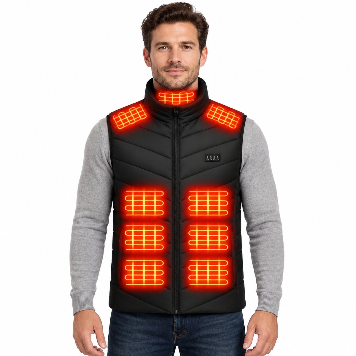 Currero Verwarmde Bodywarmer Heren Heated Vest Elektrische Bodywarmer 22 Warmtezones Oplaadbaar Voor Mannen Zwart