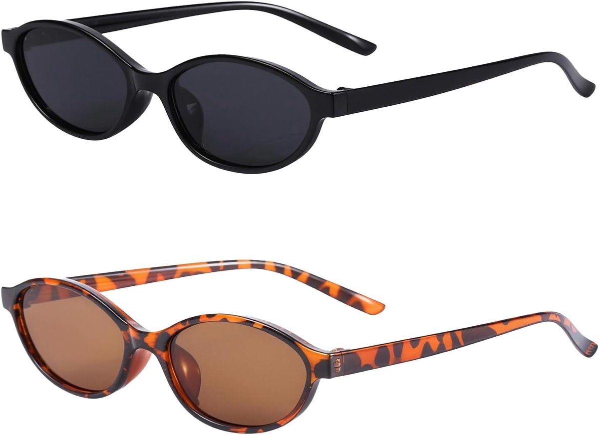 Zonnebrillen voor dames, retro cat-eye zonnebrillen voor strand of autorijden, jaren 90-stijl (zwart & bruin)