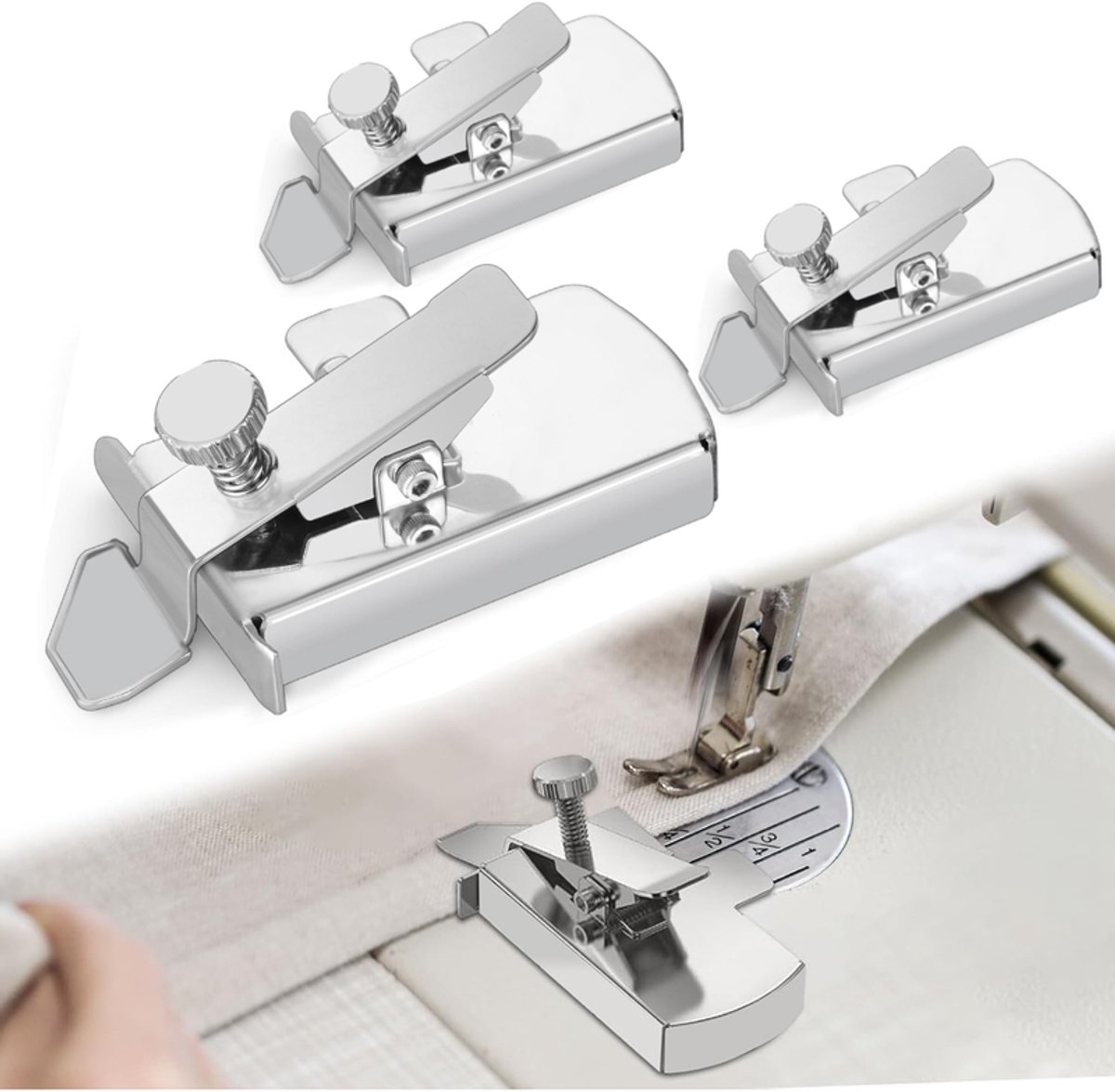 Naaigeleider - Multifunctionele magnetische naaigeleider - Met vaste schaalverdeling - Magnetische naaigeleider - Naaimachine-accessoire - Met clip - 3 stuks