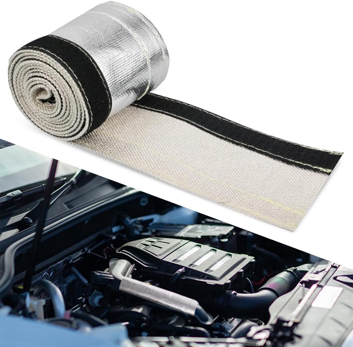 Fiberglass Hittebestendige Isolatie voor Motoren - 10.6cm x 60cm Aluminium Bescherming, Warmtewerend en Duurzaam