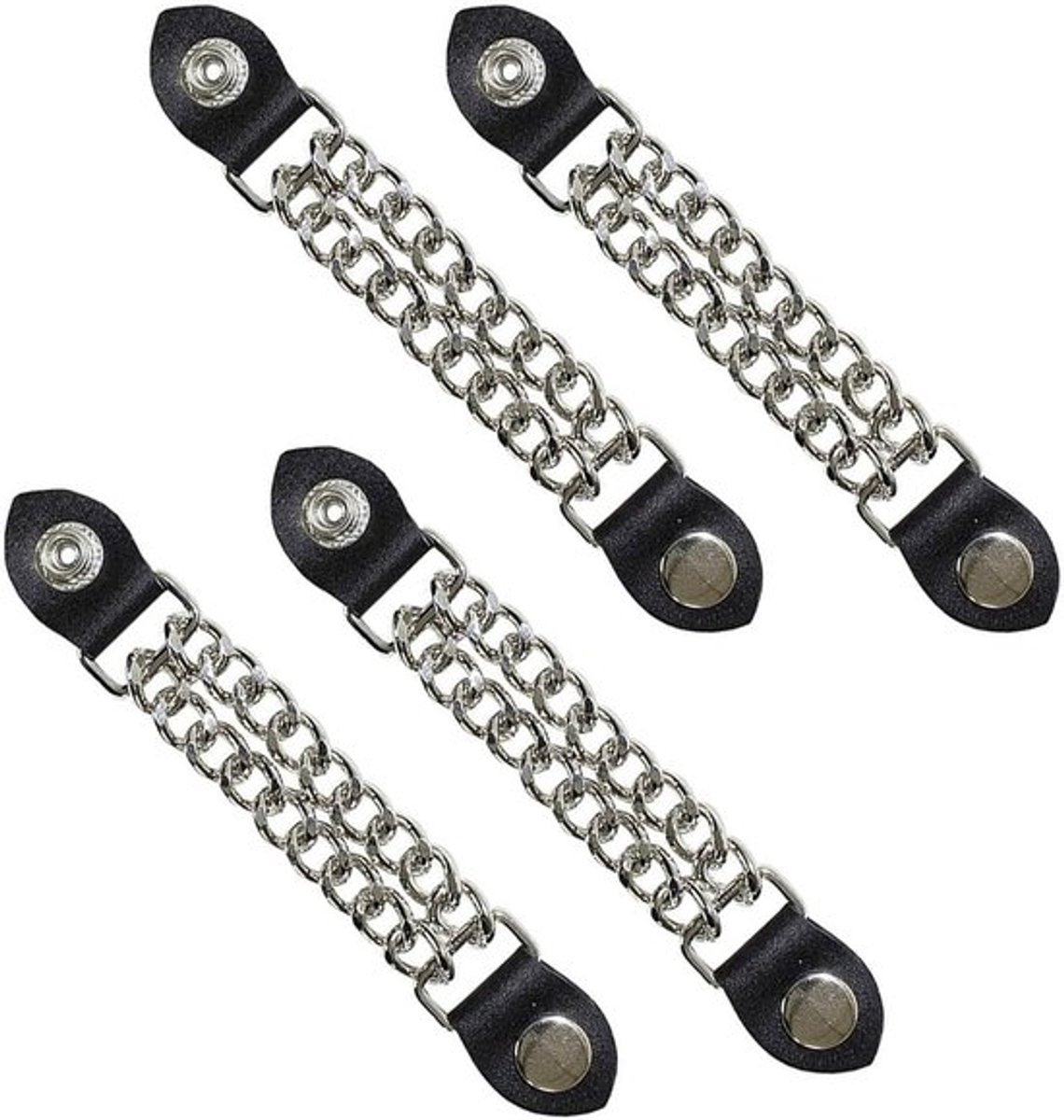 Allecto Plus - Vestverlengketting 4 stuks voor motorvesten en hiphop vesten