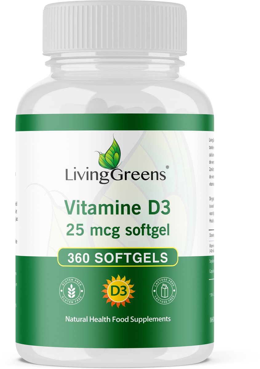 LivingGreens Vitamine D3 25 mcg 360 softgels