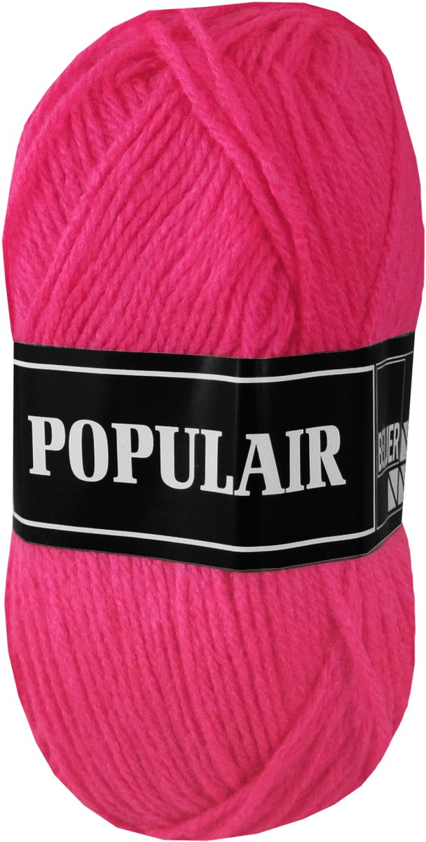 Beijer Populair acryl garen - fel roze (75) - 10 bollen haakgaren/breigaren - naald 3,5 a 4mm