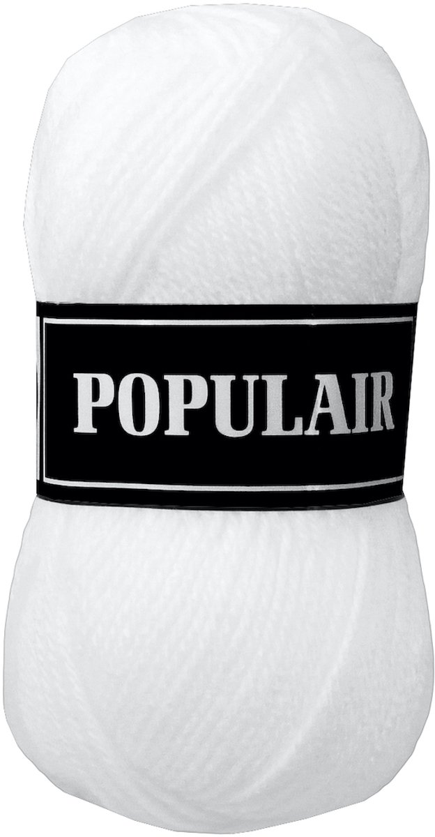 Beijer Populair acryl garen - wit (01) - 1 bol haakgaren/breigaren - naald 3,5 a 4mm