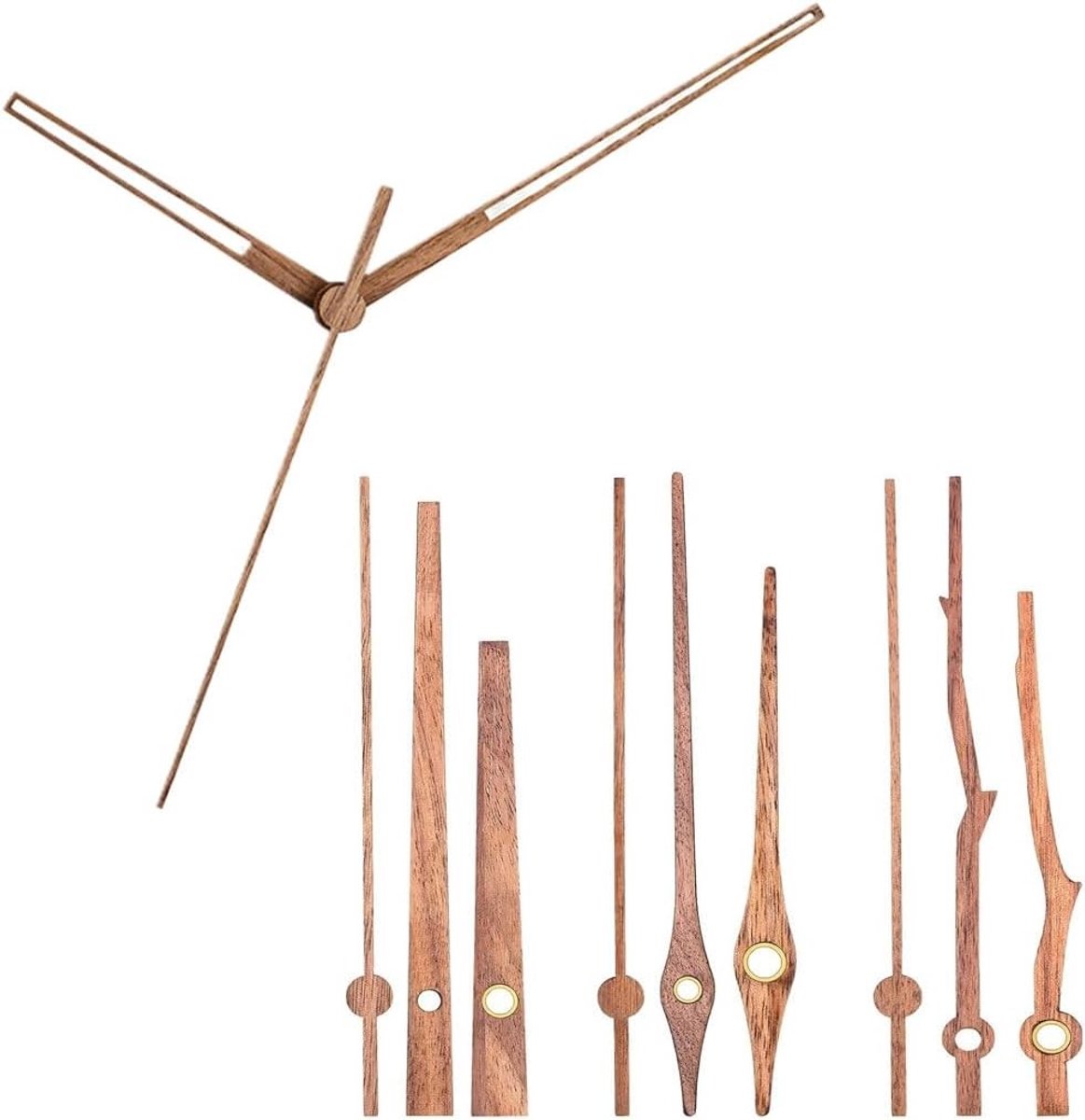 Walnoothouten Wandklok Wijzers - Vervangende Wijzers voor Klok - DIY Klokonderdelen en Accessoires