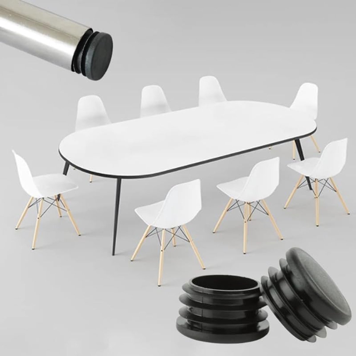 40 Lamellaire Plugs van 25 mm, Zwarte Ronde Plastic Caps voor Meubelpijpen en Eindkappen, Ideaal voor Diverse Toepassingen