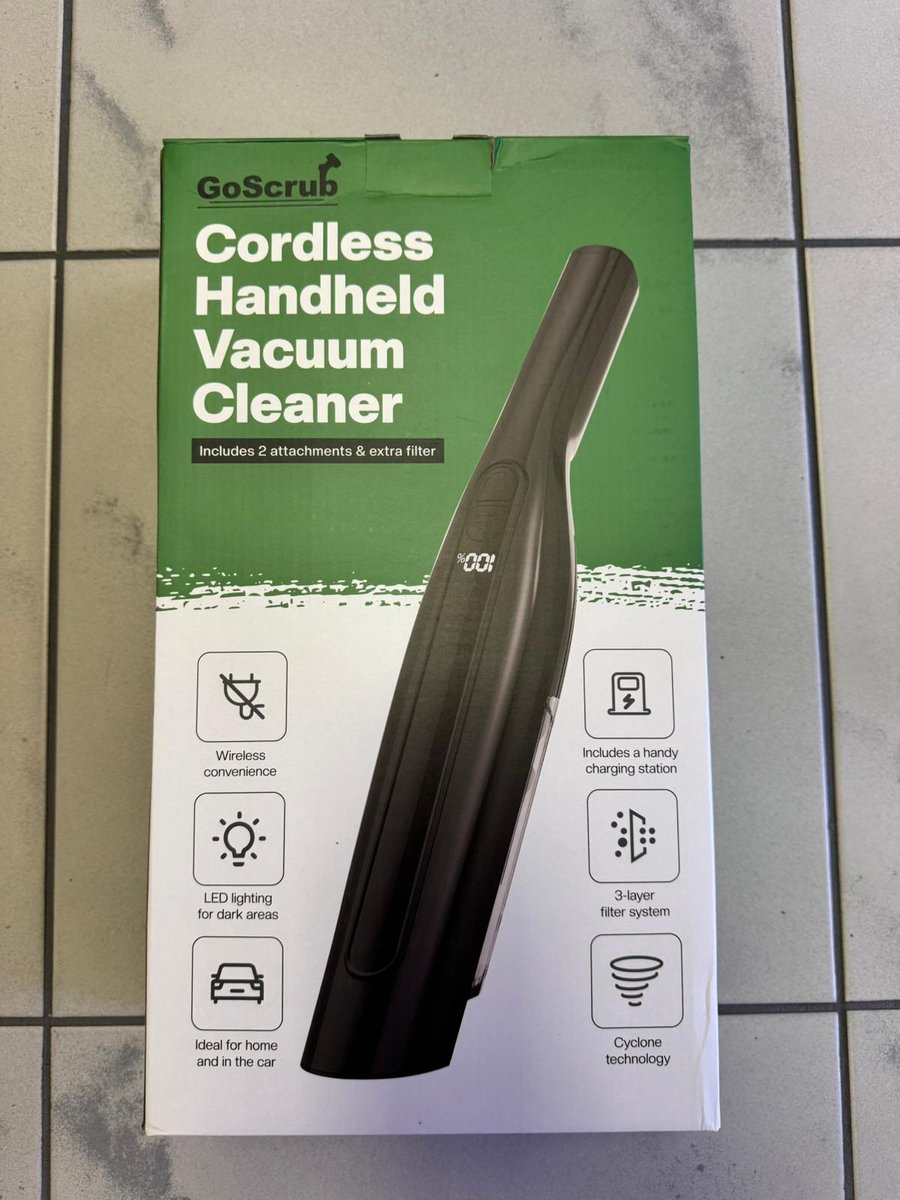 GoScrub® Kruimeldief – Draadloze Handstofzuiger – Krachtige Zuigkracht - Autostofzuiger – Compact & Lichtgewicht – Voor Auto, Bank en Huis