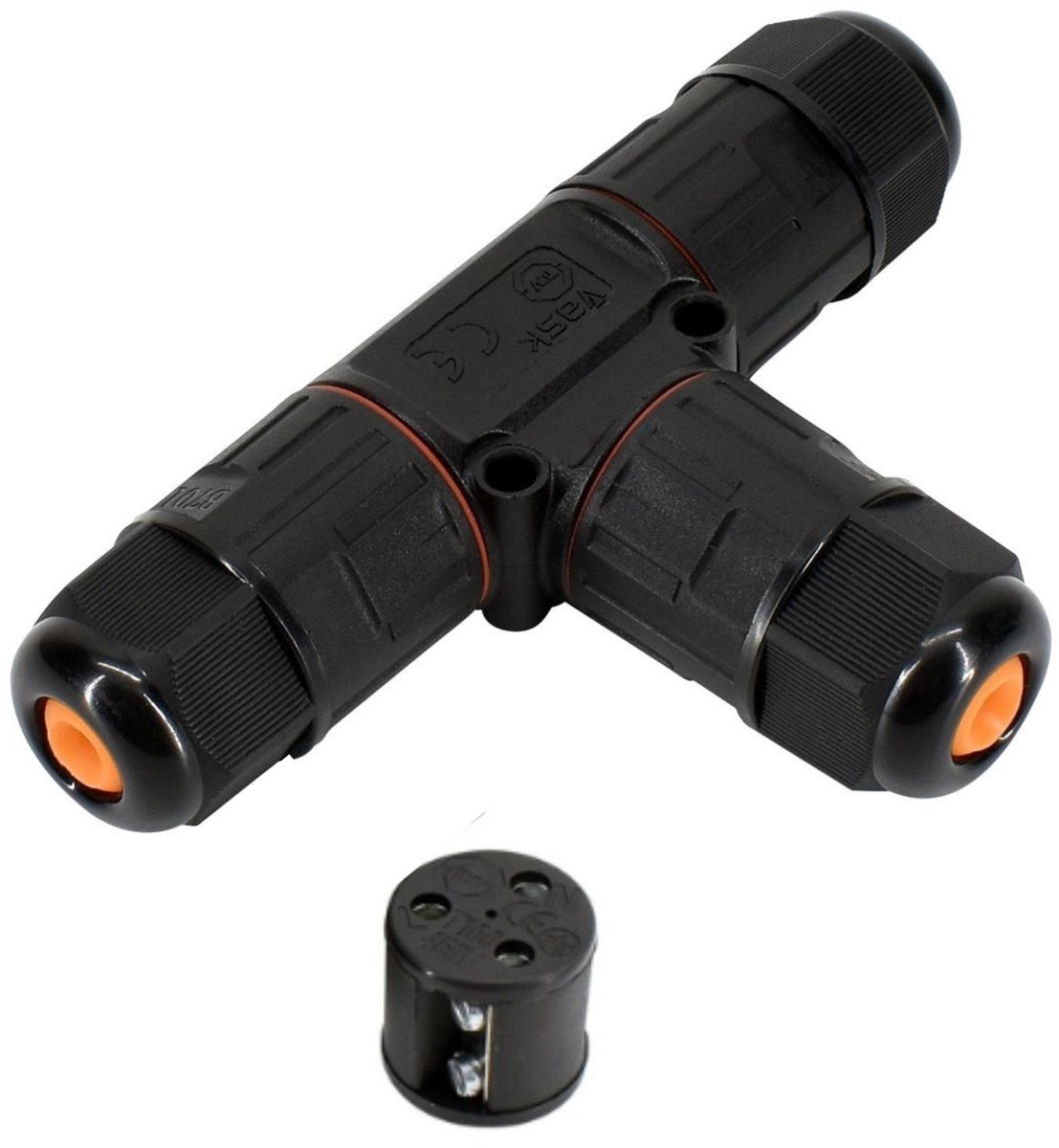 Bemko Waterdichte Kabelverbinder IP68 – 3-weg T-Koppeling – Hermetische Kabelconnector voor buiten - Kabelmof voor Elektrische Kabels - Zwart