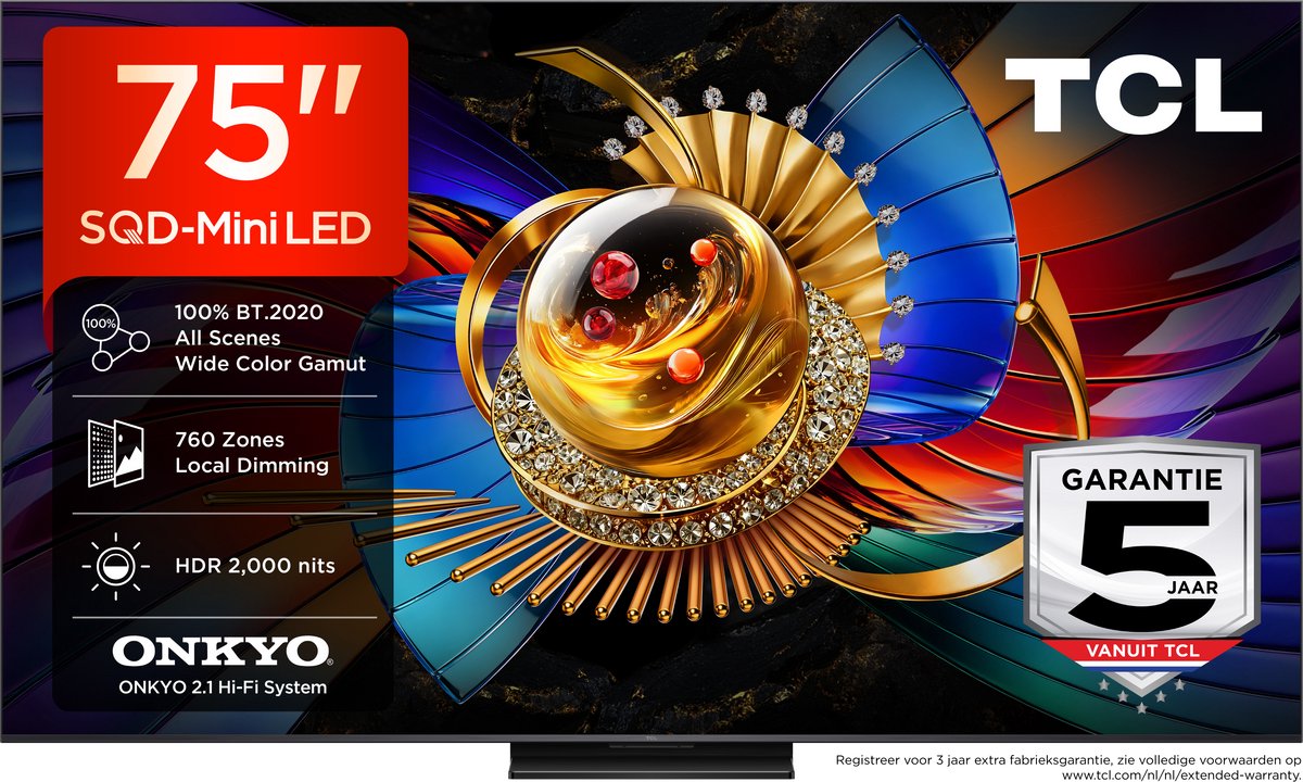 TCL 75Q7D Pro - 75 inch - 4K SQD-MiniLED - 2026 - Smart TV