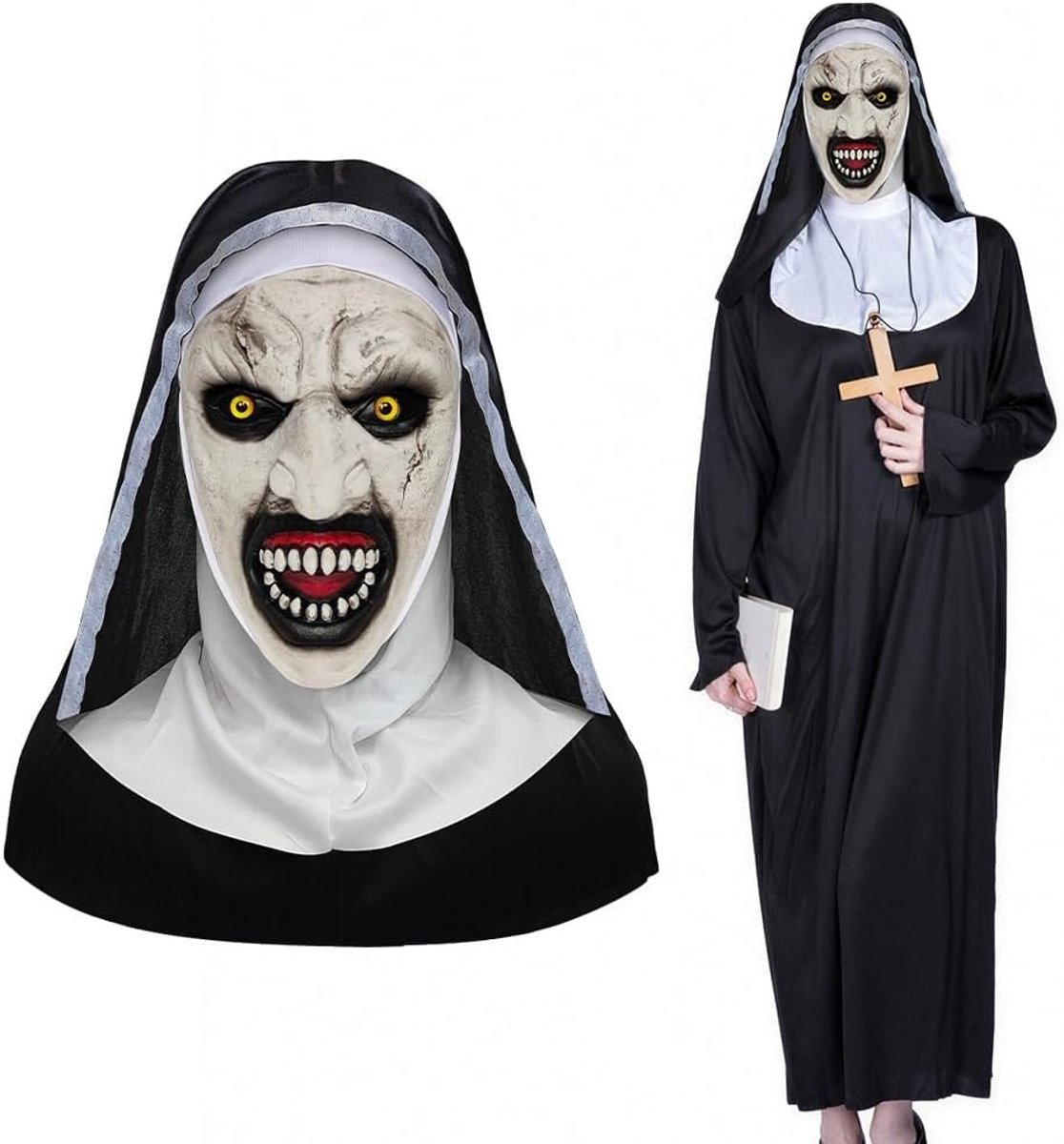 Horror Non Kostuum voor Volwassenen - 3-delig Halloween Outfit met Masker en Accessoires