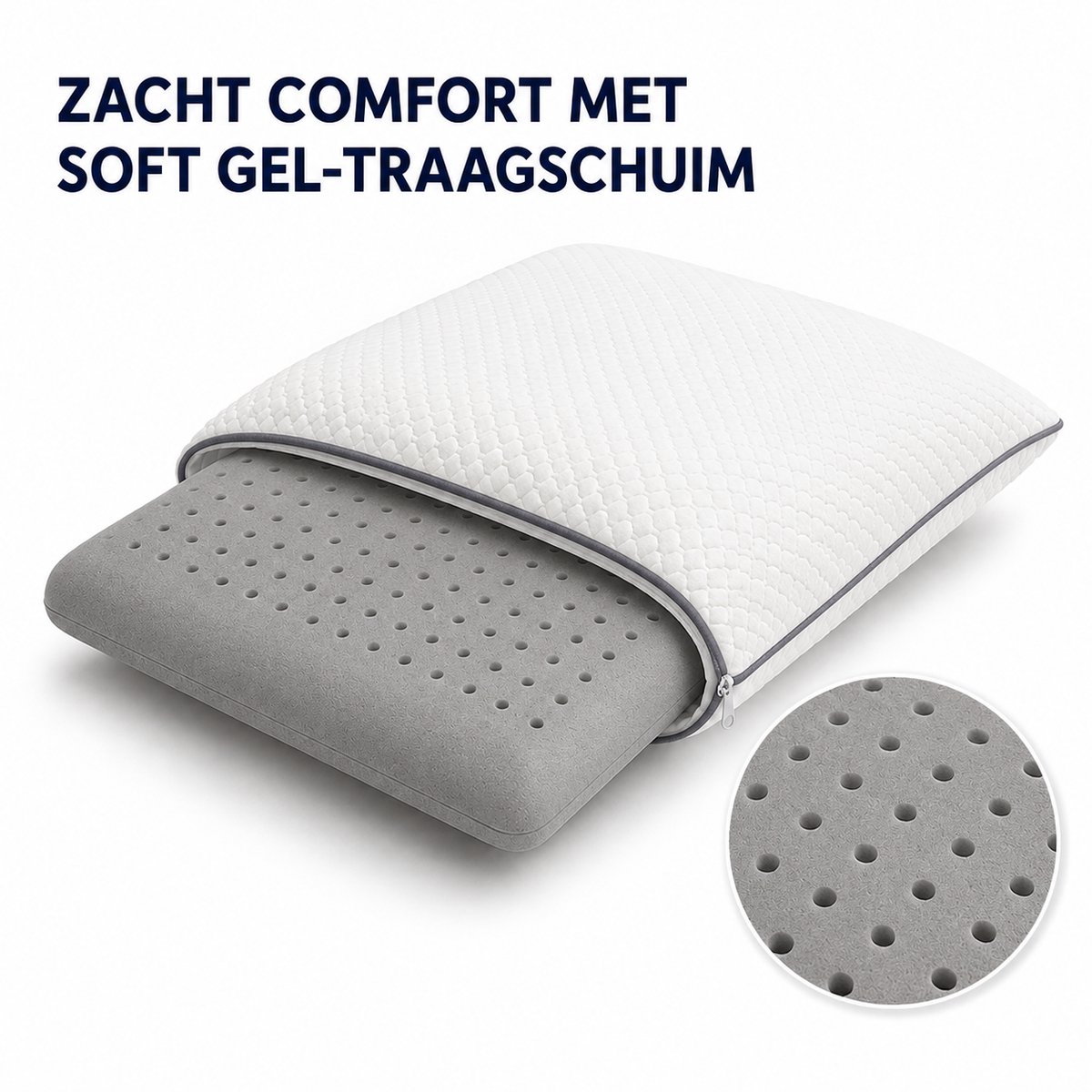 Dormidor Sense Hoofdkussen 60 × 40 cm – Koolstof Traagschuim – Natuurlijk Filter voor een Frisser Kussen – Medium Comfort Grijs