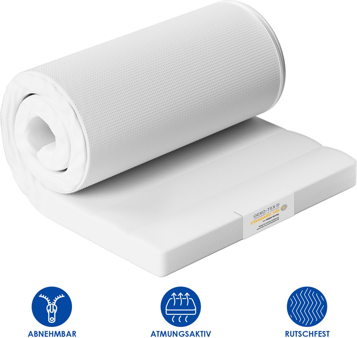Lexzurn Topper Matras 90x200 cm - Matrastopper traagschuim - Topdekmatras - Topmatras - Medium Hardheid