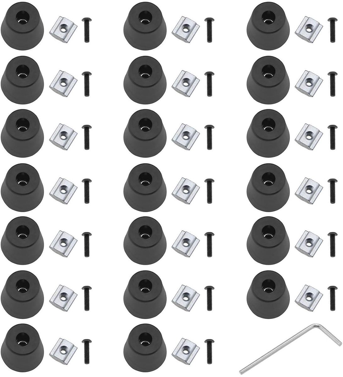 20 Set Anti-vibratie Voeten Kit met Rubber T-Slot Sliding Moer en M3 Schroef voor 3D Printers en Machines