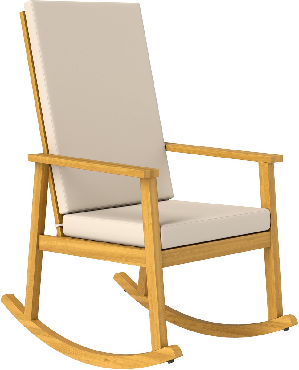 Outsunny Schommelstoel-Acaciahout, Polyester-60L x 89B x 107H cm-Beige