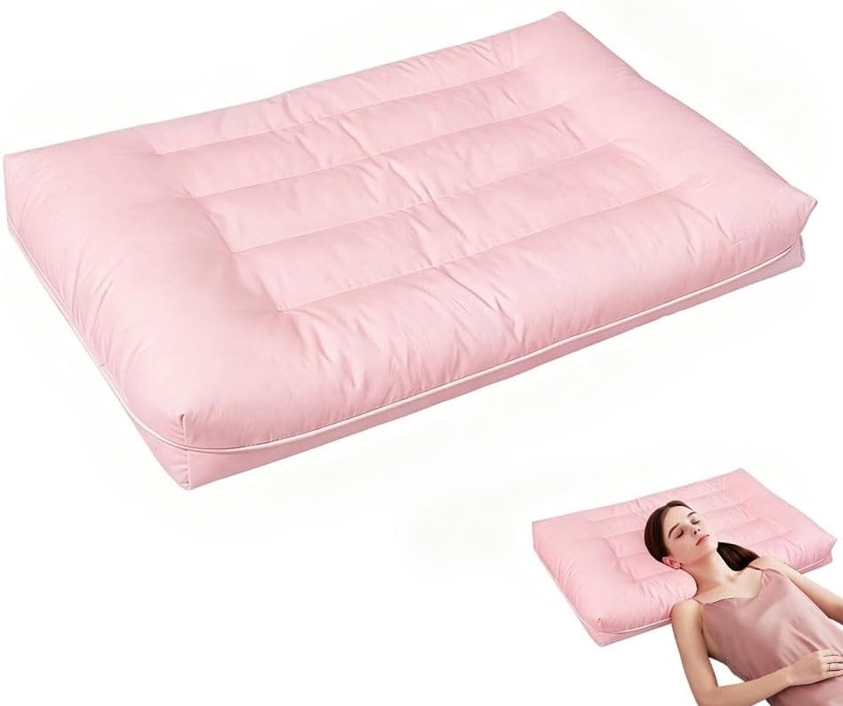 Dun ultraflat kussen voor rugslapers en buikslapers, orthopedisch neksteunkussen van traagschuim, 46 x 72 cm, ideaal voor kinderen en volwassenen