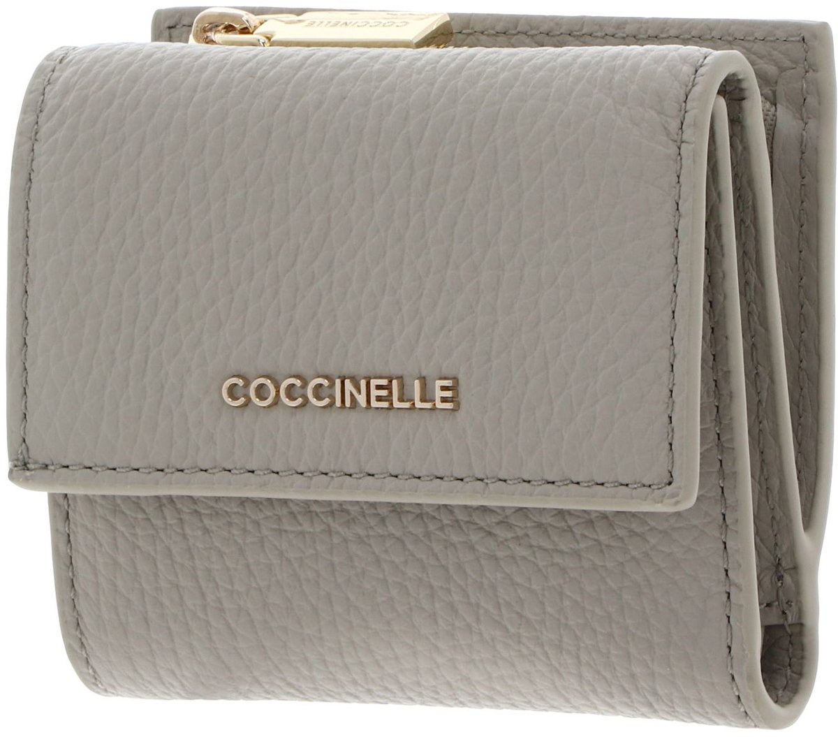 COCCINELLE Leren portemonnee Metallic Soft Wallet Grained Leather Eucalipto groengrijs
