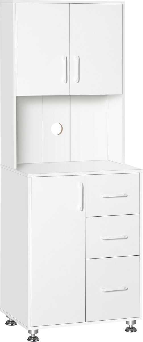 HOMCOM Buffetkast met vitrine - Spaanplaat - 60x40x160cm - Wit