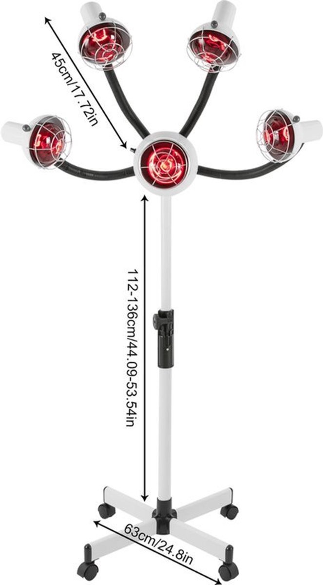 Infrarood Warmtelamp Ivoor - 750 W Vermogen - 5 Lampen - Verstelbaar - Voor Haarverzorging En Permanent - Salonapparaat
