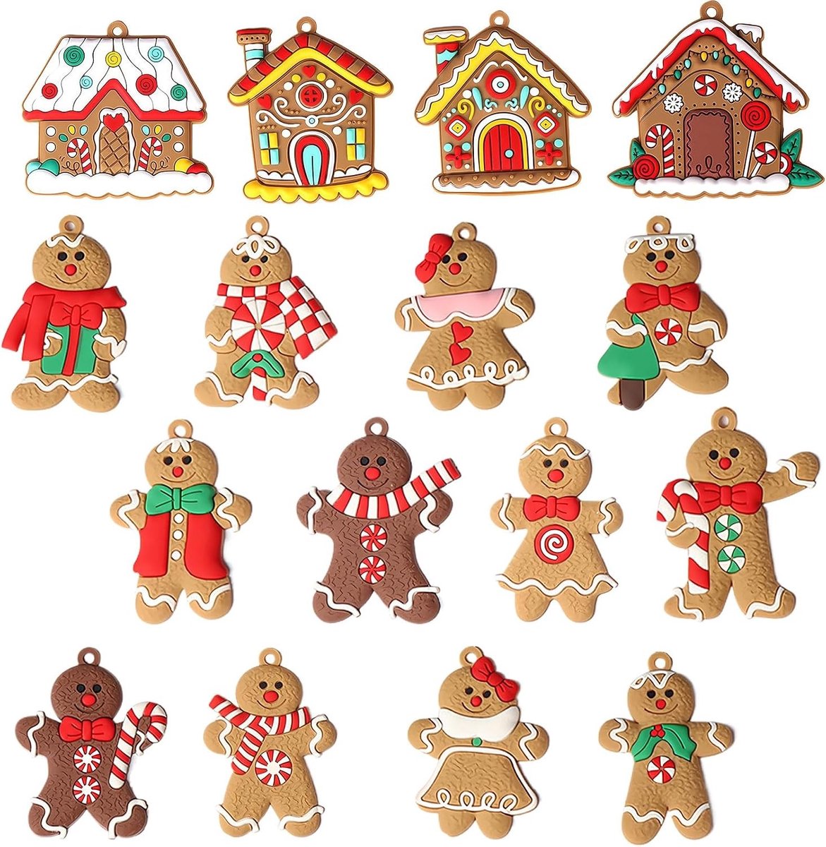 Kerstdecoratie: 16 Stuks Gemberbrood Ornamenten voor Kerstbomen, Slinger en Haard Decor