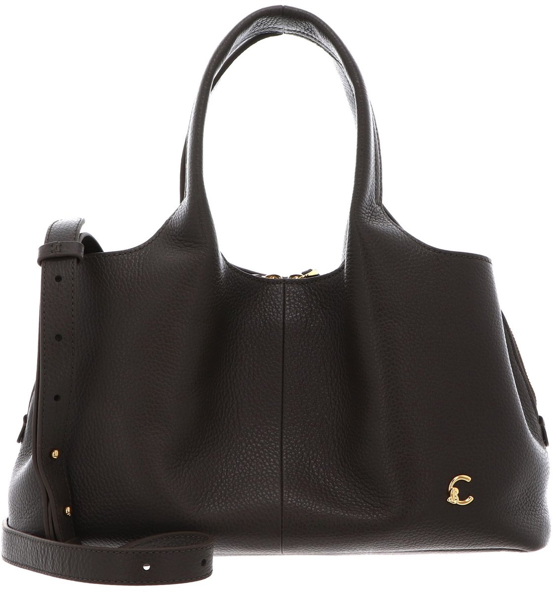 COCCINELLE Leren handtas schoudertas Nell Handbag Grained Leather Fango donkergroen