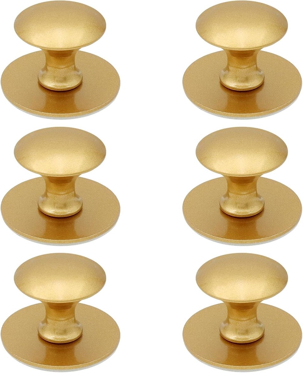 Zes gouden zelfklevende kastknoppen, roestvrijstalen ladeknoppen, handgrepen voor lades en kasten, eenvoudig te installeren en modern design