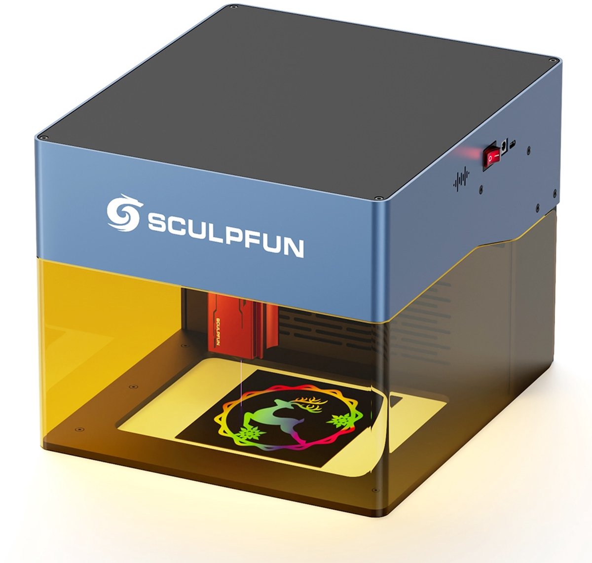 Sculpfun iCube Pro Max 10W lasergraveerder, laservlek van 0,08 mm, graveersnelheid van 10.000 mm/min, 120 x 120 mm