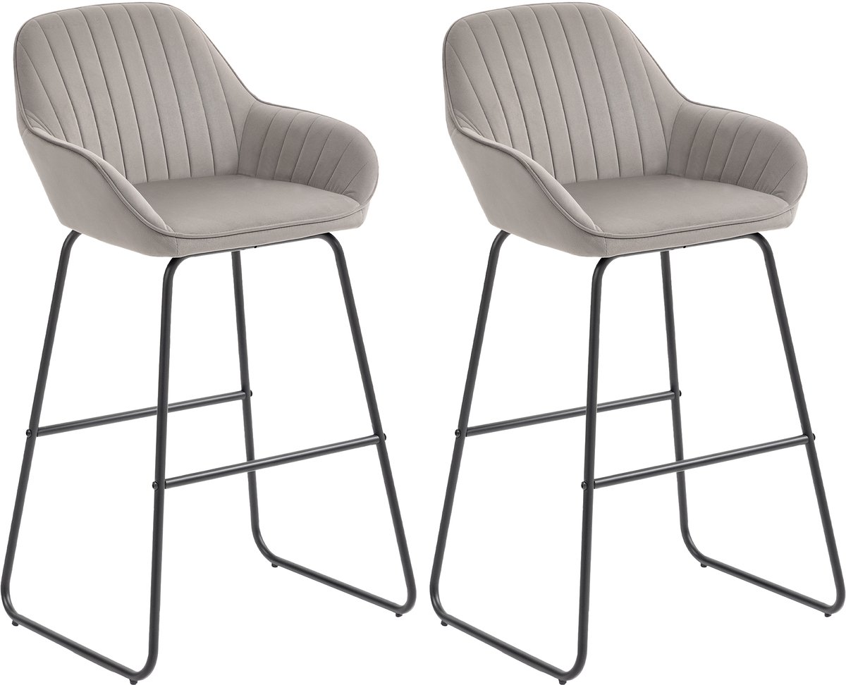 HOMCOM Barstool-Polyester, Metall-50,5L x 53B x 96H cm-Grau