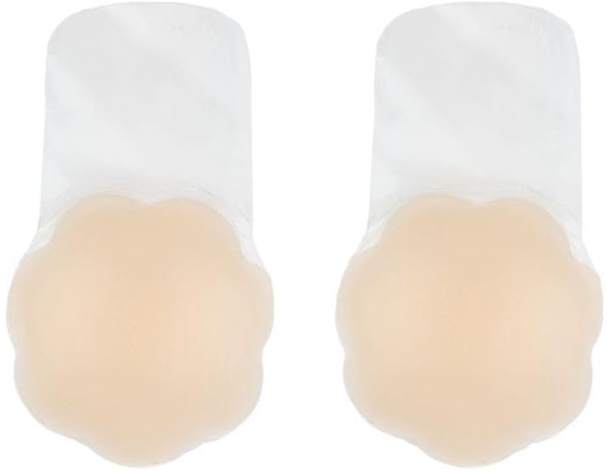 Bye Bra siliconen push-up bh, onzichtbare zelfklevende liftende bh voor strapless en rugloze outfits, herbruikbare zelfklevende bh, naadloze push-up ondersteuning (beige/bruin) Beige, XXL