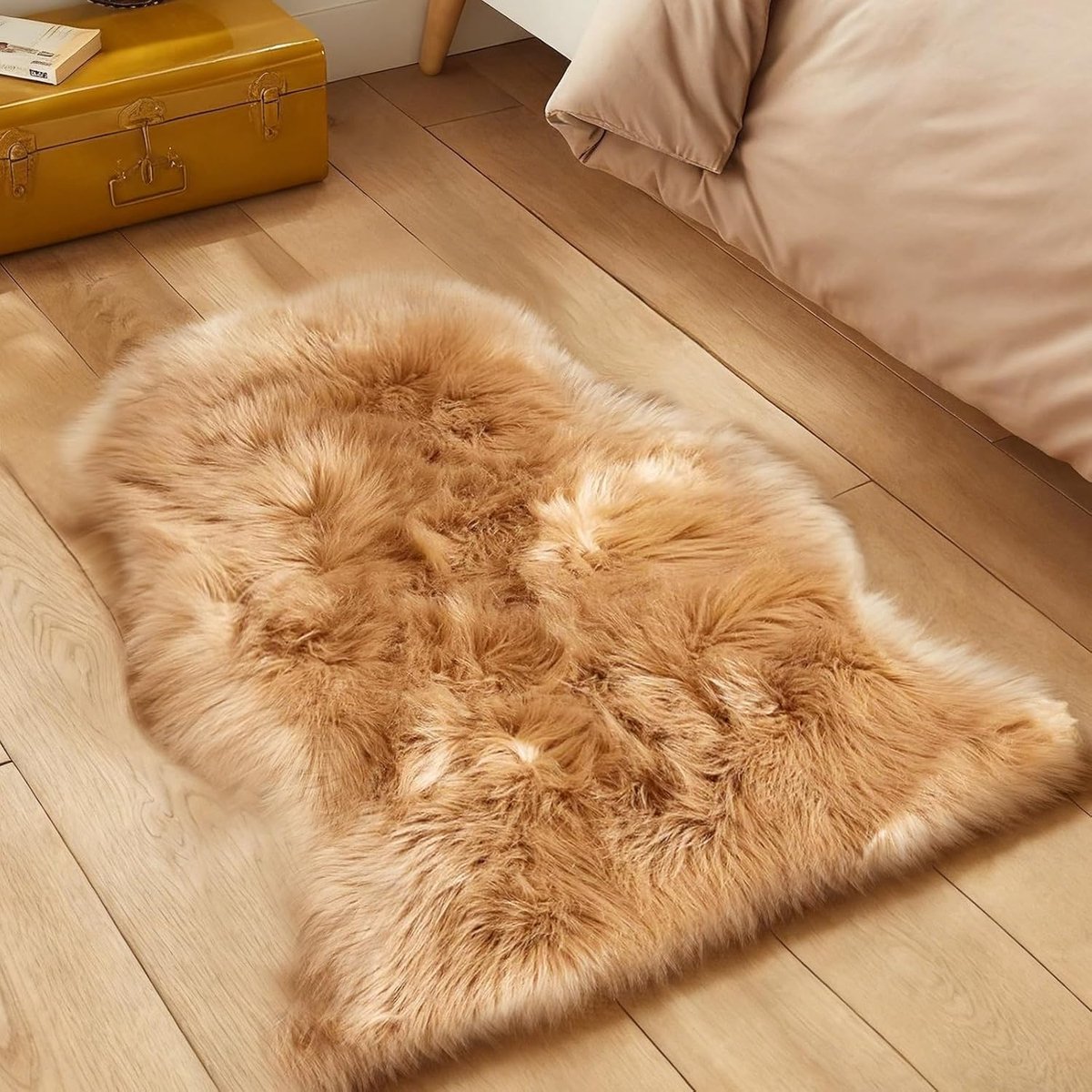Vloerkleed - 60 x 90 cm - Hoogpolig - Antislip - Bruin en Bont